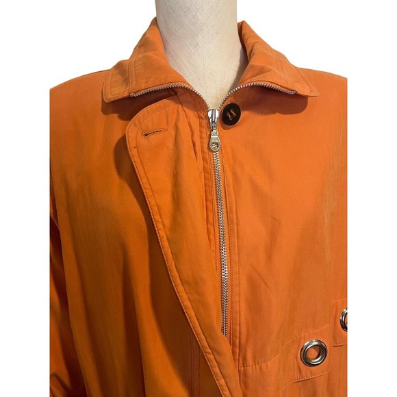 Larry Levine Vintage Outerwear Cinched Cargo Utility Jacket Orange Microfiber L - Picture 3 of 10